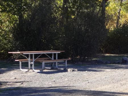 Parking spot, picnic table and fire ring at Umtanum Campsite #5Umtanum campsite #5