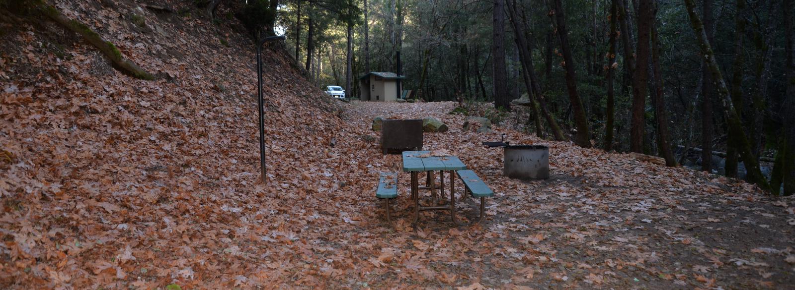 A photo of Site 001 of Loop CRYSTAL CREEK PRIMITIVE CAMPGROUND at CRYSTAL CREEK PRIMITIVE CAMPGROUND with Picnic Table, Fire Pit, Shade, Food Storage, Lantern Pole