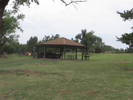 View of group picnic shelter