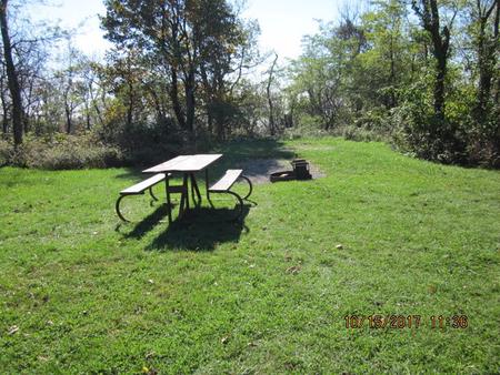 Loft Mountain Campground - Site 25Picnic table and fire pit on campsite