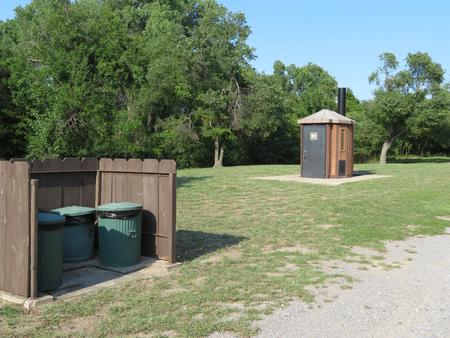 Fairview trash and toilet areaFairview Group Camp  vault toilet and trash receptacles