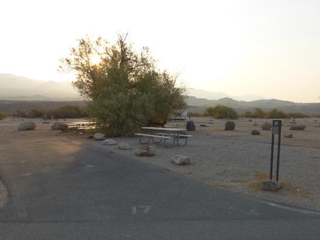 Furnace Creek Campground standard nonelectric site #17 with picnic table and fire ring