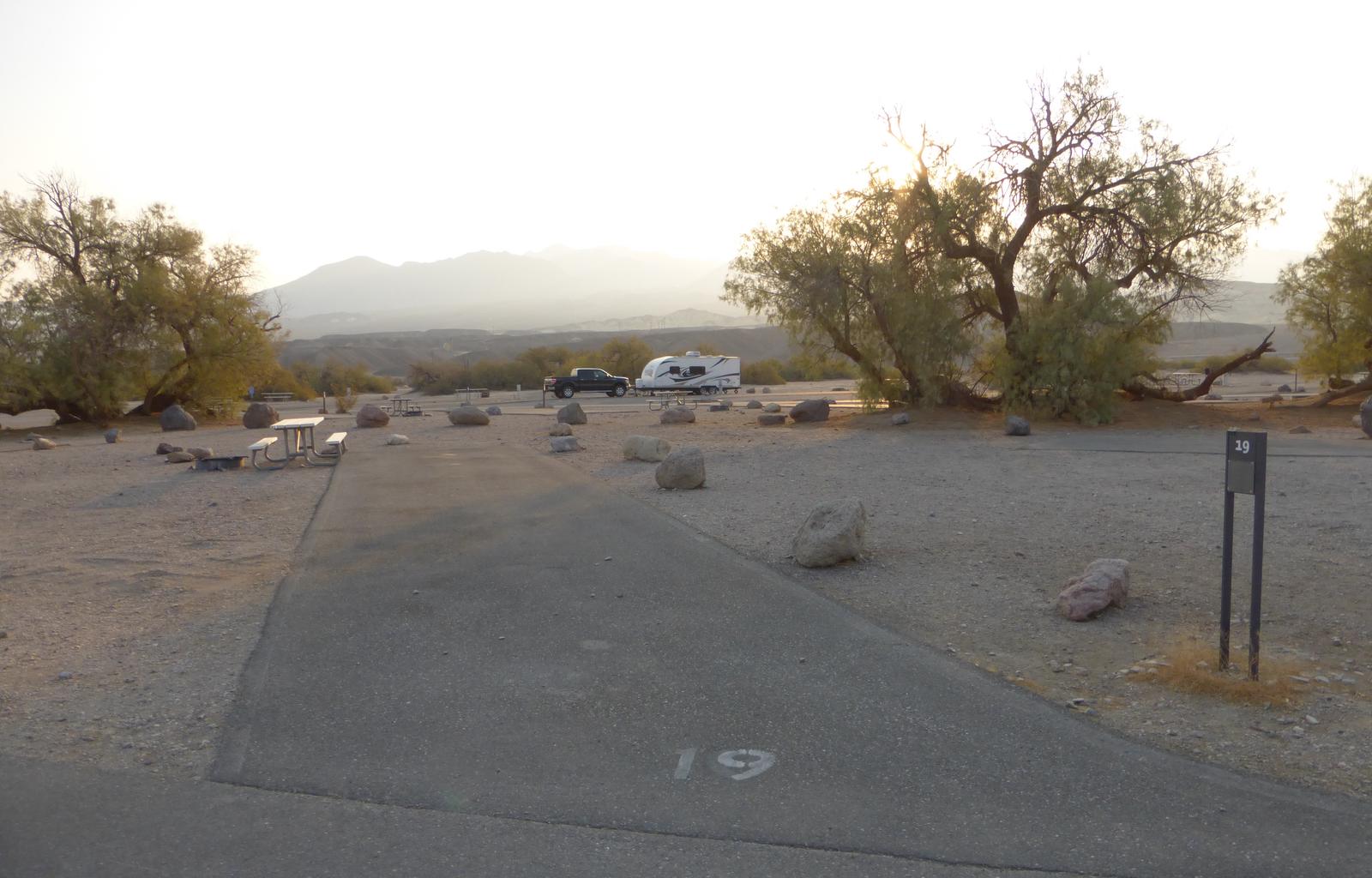 Furnace Creek Campground standard nonelectric site #19 with picnic table and fire ring