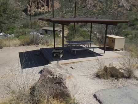Site #47Shade shelter, bear box, picnic table and grill