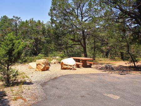 Picnic table, fire pit, and parking spot, Mather CampgroundPicnic table, fire pit, and parking spot for Juniper Loop 108, Mather Campground