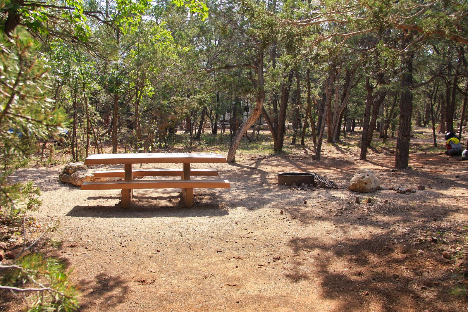 Picnic table, fire pit, and parking spot, Mather CampgroundPicnic table, fire pit, and parking spot for Juniper Loop 115, Mather Campground