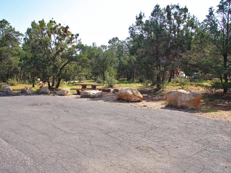 Picnic table, fire pit, and parking spot, Mather CampgroundPicnic table, fire pit, and parking spot for Juniper Loop 119, Mather Campground