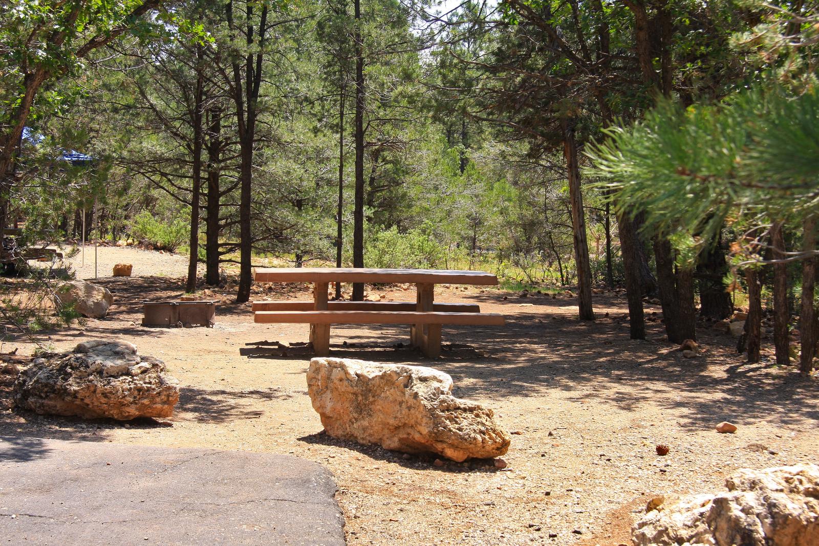 Picnic table, fire pit, and parking spot, Mather CampgroundPicnic table, fire pit, and parking spot for Juniper Loop 135, Mather Campground