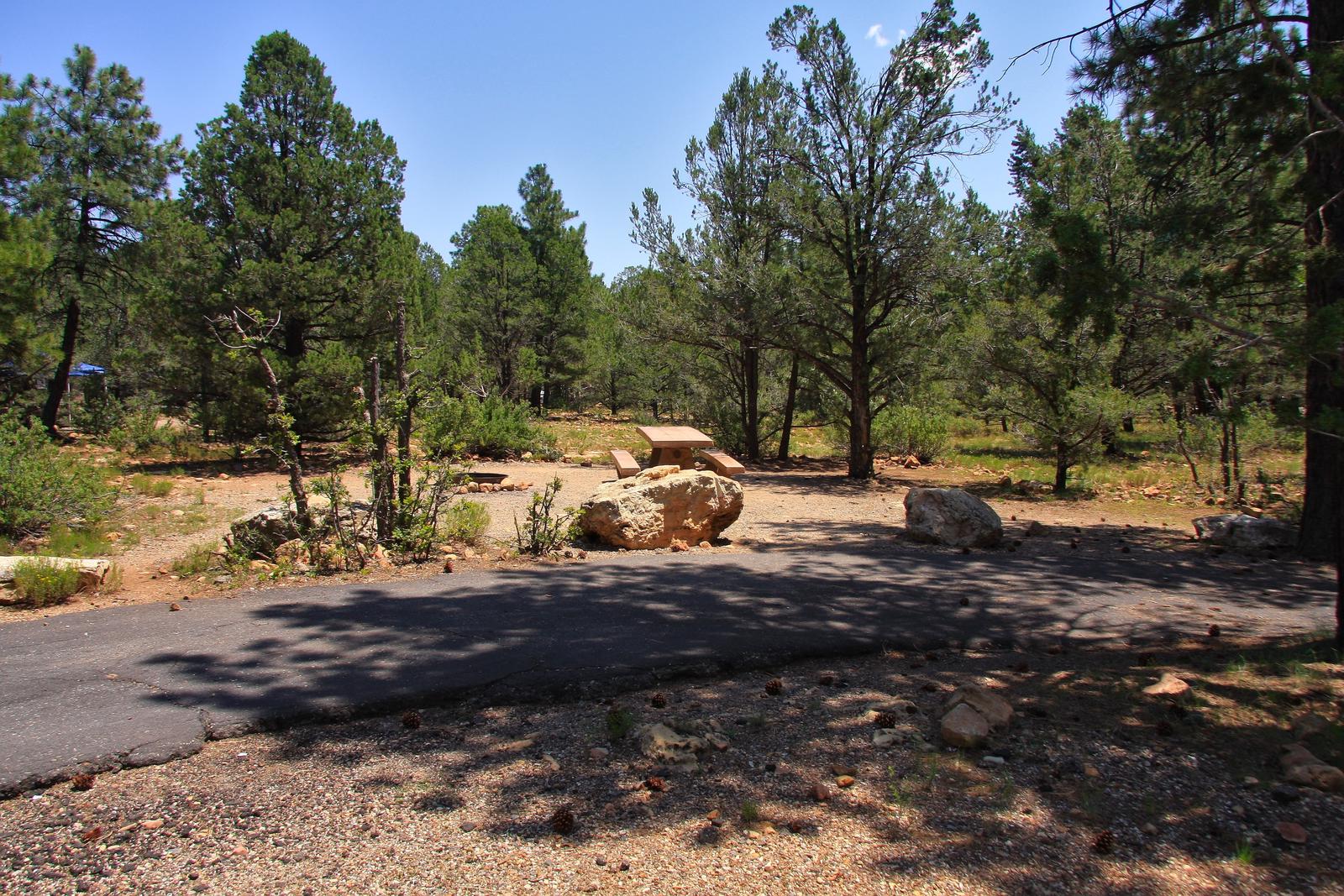 Picnic table, fire pit, and parking spot, Mather CampgroundPicnic table, fire pit, and parking spot for Juniper Loop 141, Mather Campground
