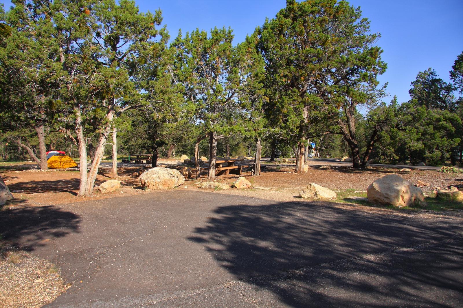 Picnic table, fire pit, and parking spot, Mather CampgroundPicnic table, fire pit, and parking spot for Juniper Loop 170, Mather Campground