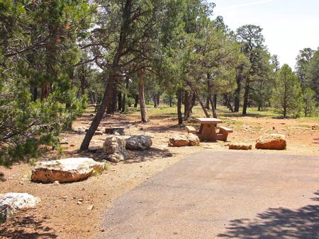 Picnic table, fire pit, and parking spot, Mather CampgroundPicnic table, fire pit, and parking spot for Juniper Loop 171, Mather Campground