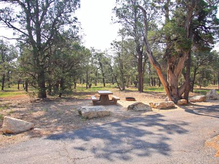 Picnic table, fire pit, and parking spot, Mather CampgroundPicnic table, fire pit, and parking spot for Juniper Loop 172, Mather Campground