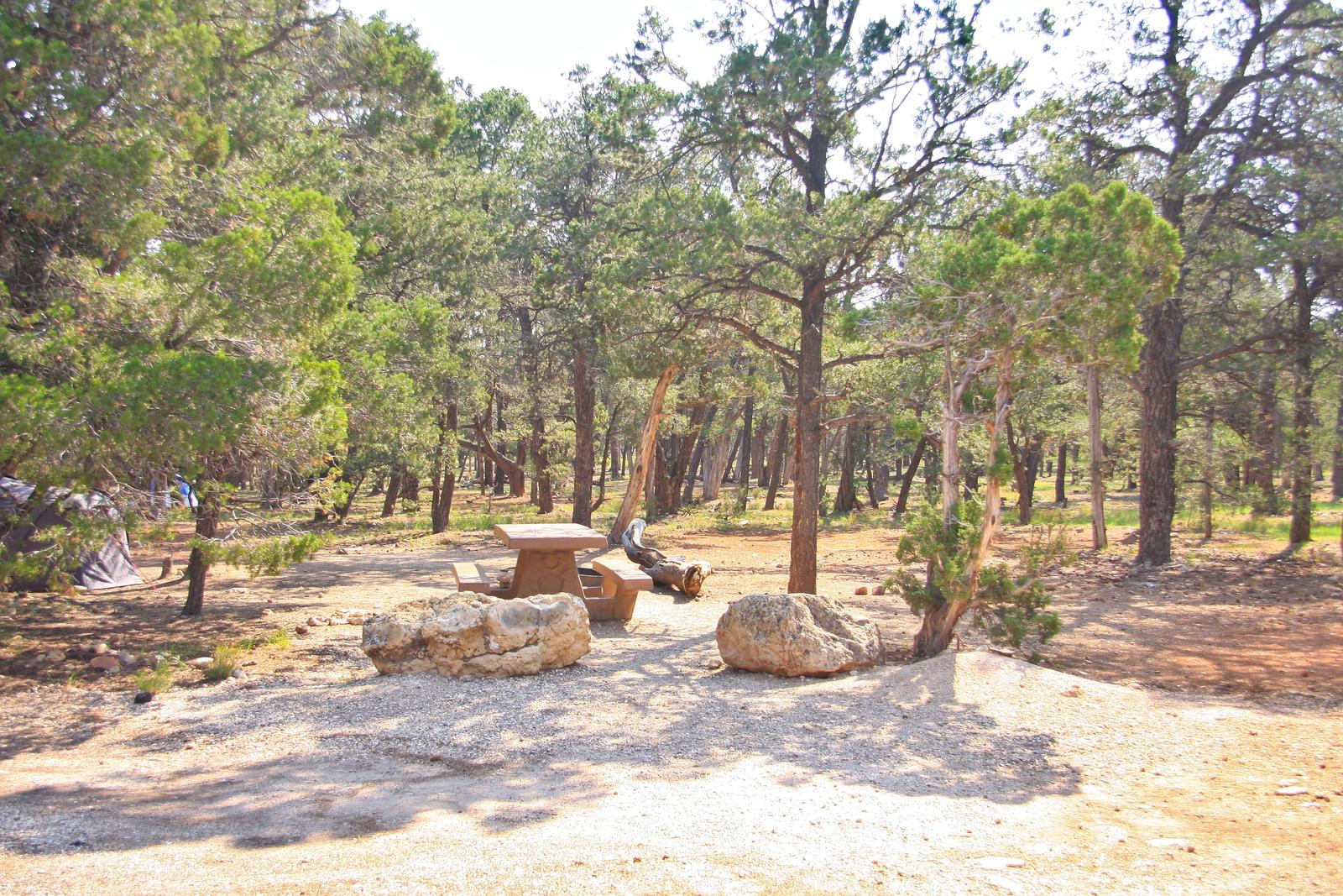 Picnic table, fire pit, and parking spot, Mather CampgroundPicnic table, fire pit, and parking spot for Juniper Loop 173, Mather Campground