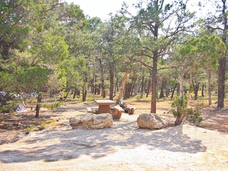 Picnic table, fire pit, and parking spot, Mather CampgroundPicnic table, fire pit, and parking spot for Juniper Loop 173, Mather Campground