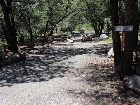 Campsite #13 has more privacy, but is challenging to back into the site.Campsite #13