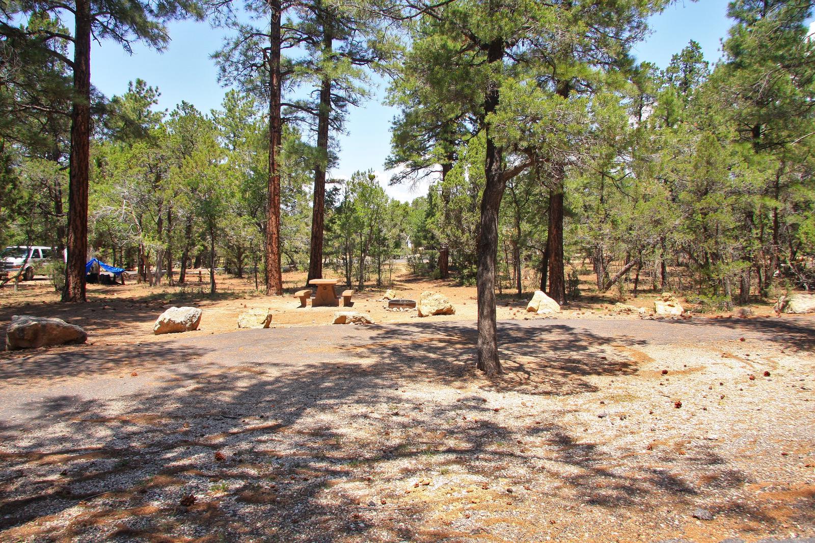 Picnic table, fire pit, and parking spot, Mather CampgroundPicnic table, fire pit, and parking spot for Juniper Loop 179, Mather Campground