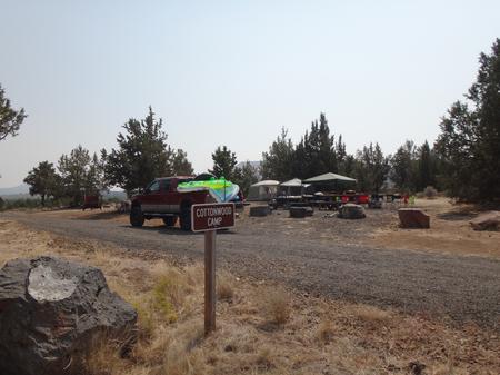 Cottonwood Group Campsite at Haystack Reservoir's South Shore CampgroundLiving space and drive through road view