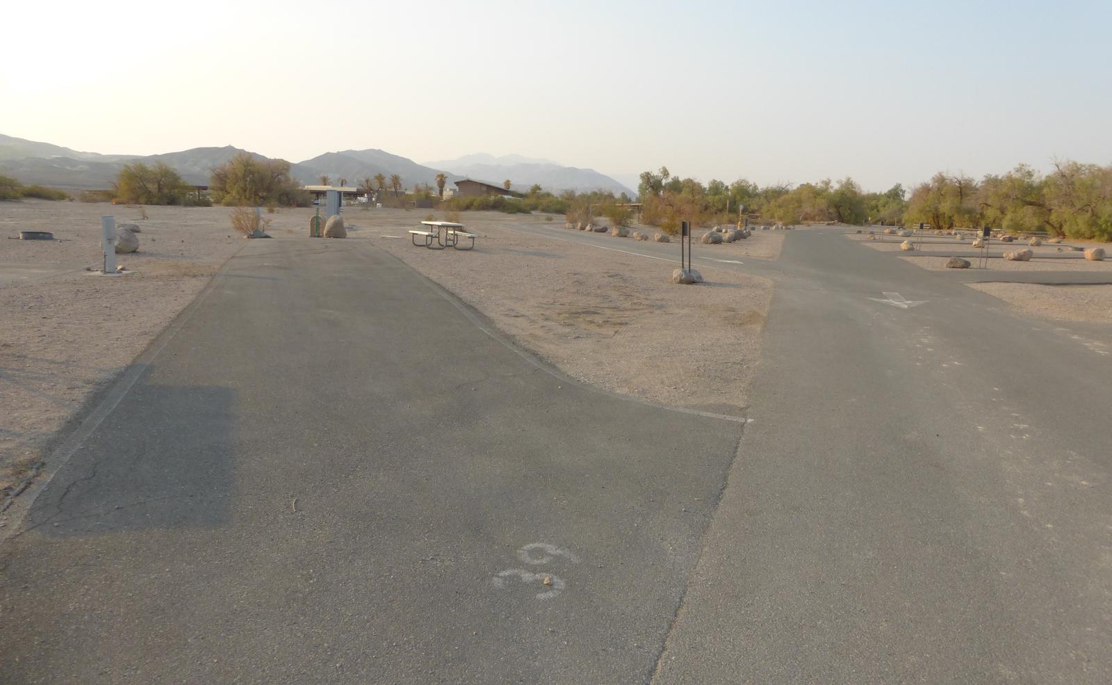 Furnace Creek Campground full hookup site #39. Water, sewer, and 30/50 amp electric connection. One fire pit and one picnic table.