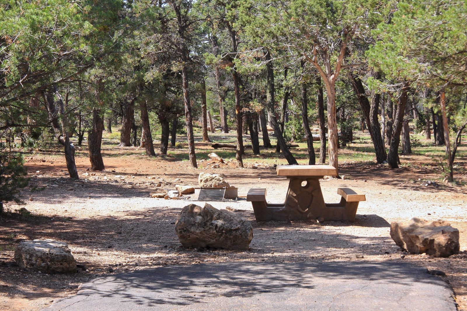 Picnic table, fire pit, and parking spot, Mather CampgroundPicnic table, fire pit, and parking spot for Maple Loop 190, Mather Campground