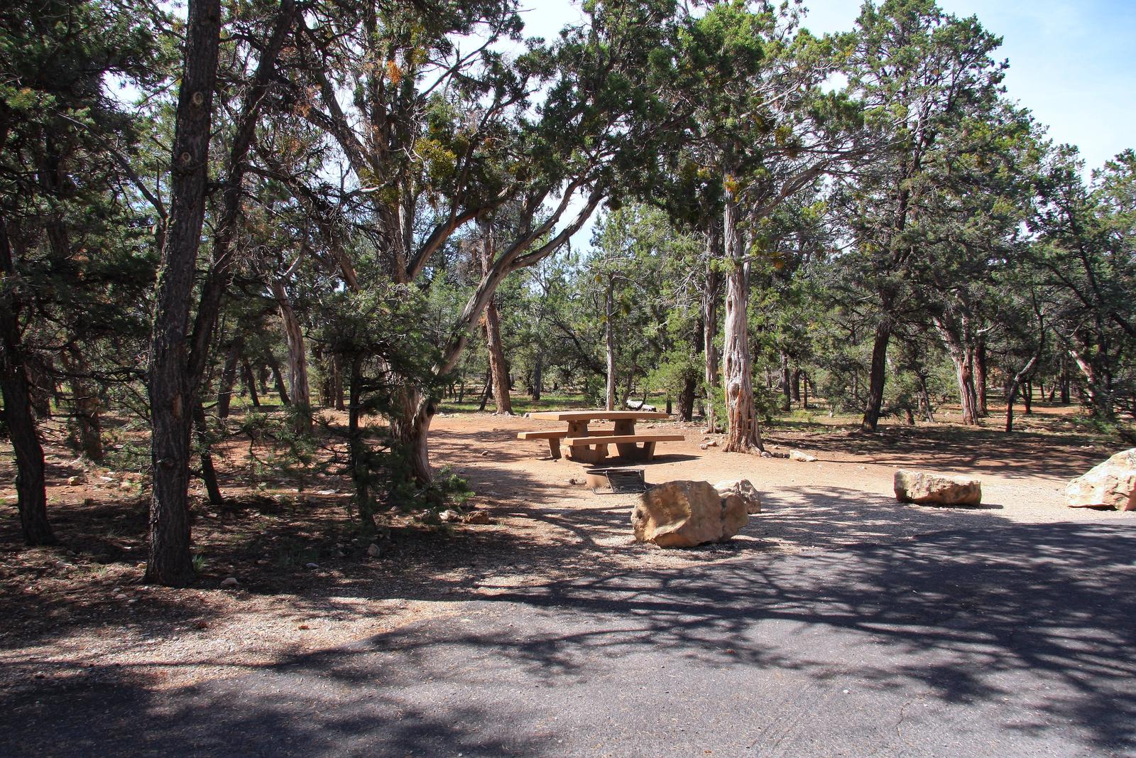 Picnic table, fire pit, and parking spot, Mather CampgroundPicnic table, fire pit, and parking spot for Maple Loop 192, Mather Campground