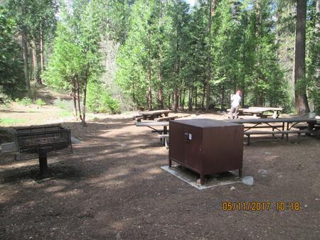 Unit 1 kitchen area.Grill and bear proof food container at Unit 1.