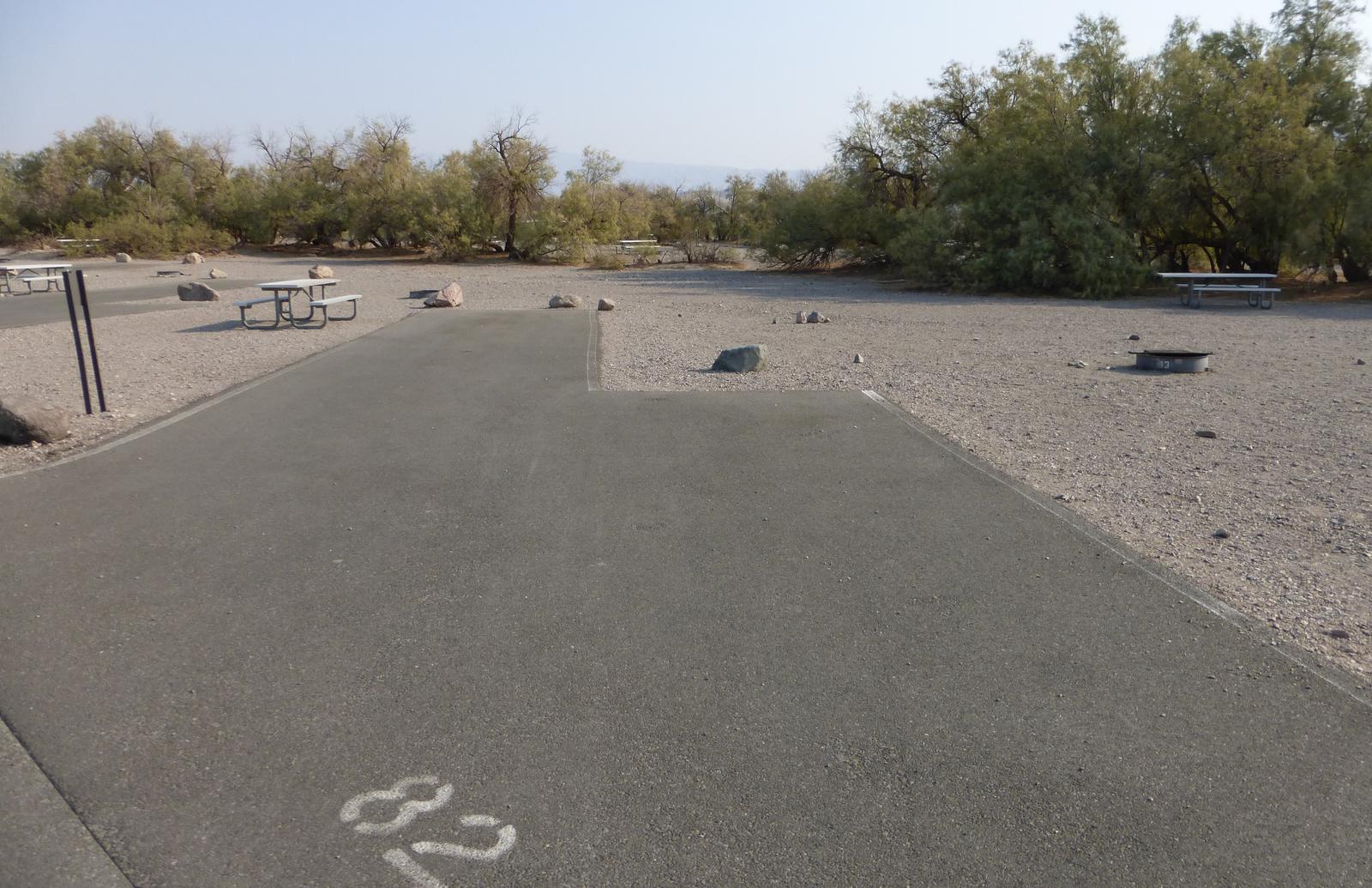 Furnace Creek Campground standard nonelectric site #82 with picnic table and fire ring