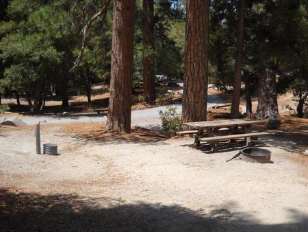 Picnic area with fire pit.