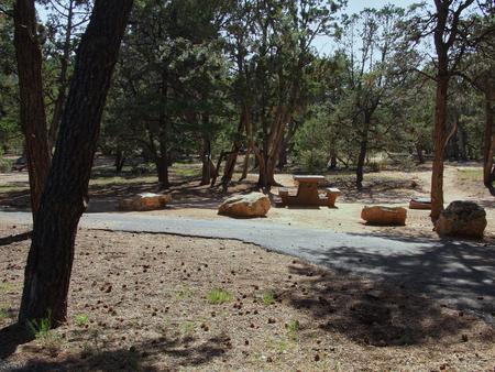 Picnic table, fire pit, and parking spot, Mather CampgroundPicnic table, fire pit, and parking spot for Oak Loop 206, Mather Campground