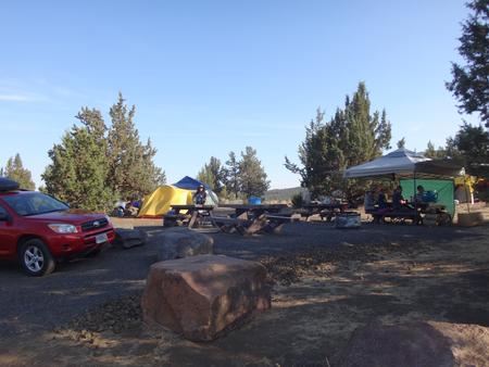 Cottonwood Group Campsite at Haystack Reservoir's South Shore CampgroundLiving space view