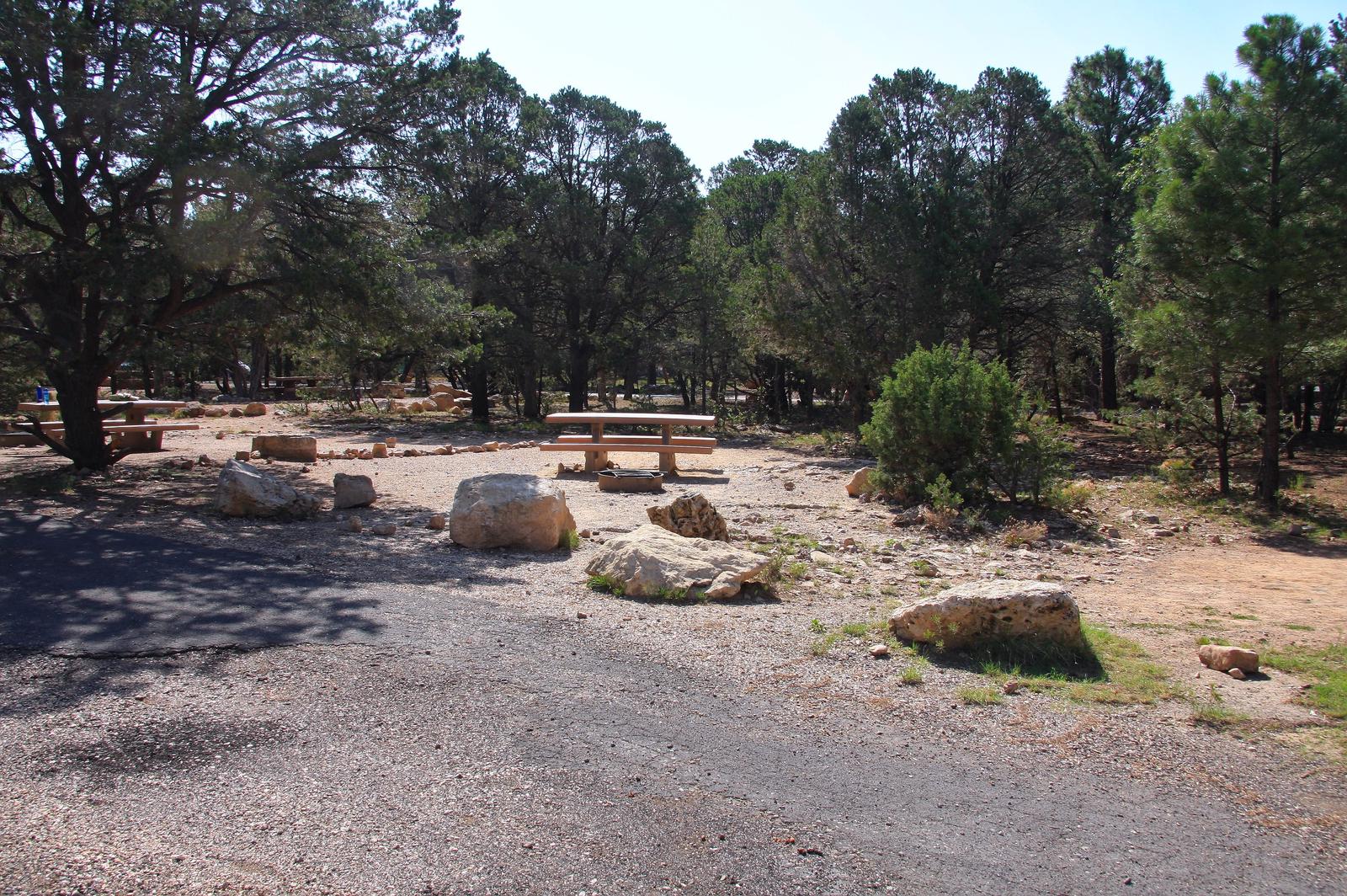 Picnic table, fire pit, and parking spot, Mather CampgroundPicnic table, fire pit, and parking spot for Pine Loop 266A, Mather Campground