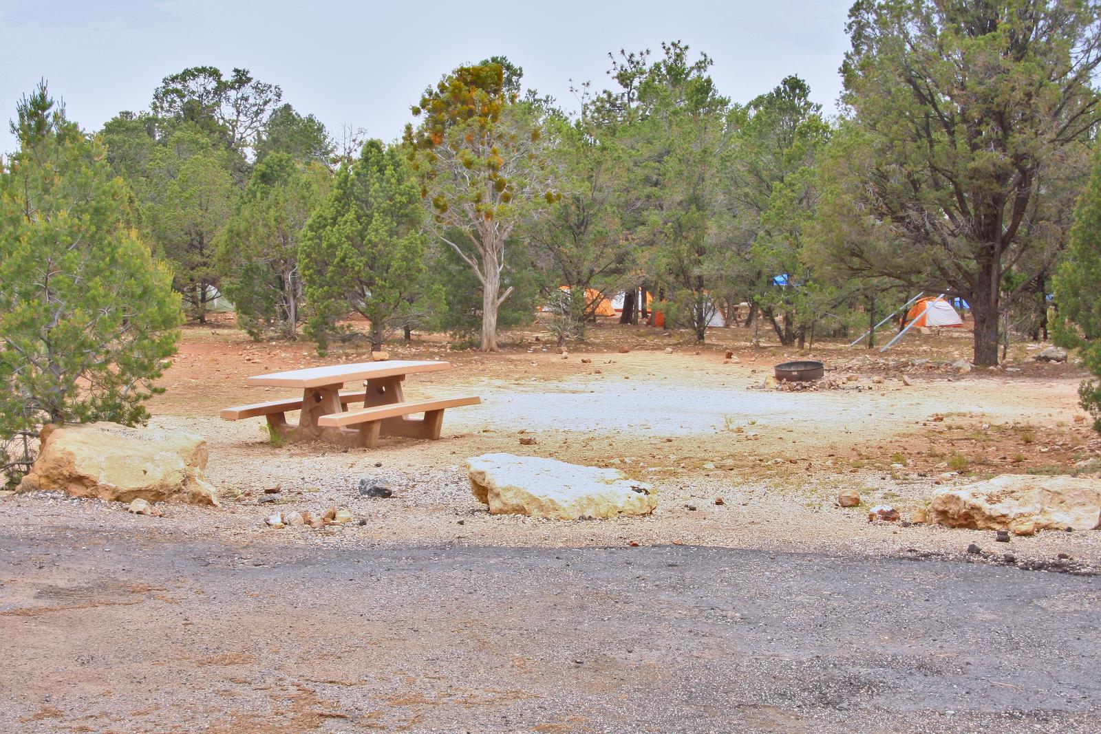 Picnic table, fire pit, and parking spot, Mather CampgroundPicnic table, fire pit, and parking spot for Pine Loop 167, Mather Campground