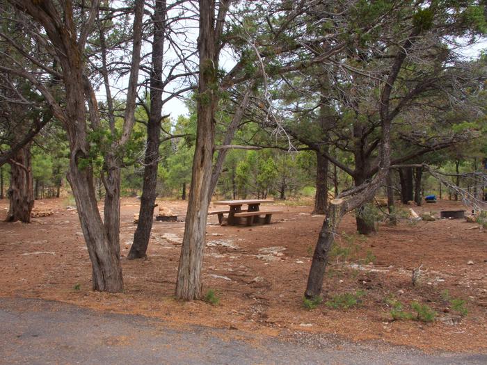 Picnic table, fire pit, and parking spot, Mather CampgroundPicnic table, fire pit, and parking spot for Pine Loop 277, Mather Campground