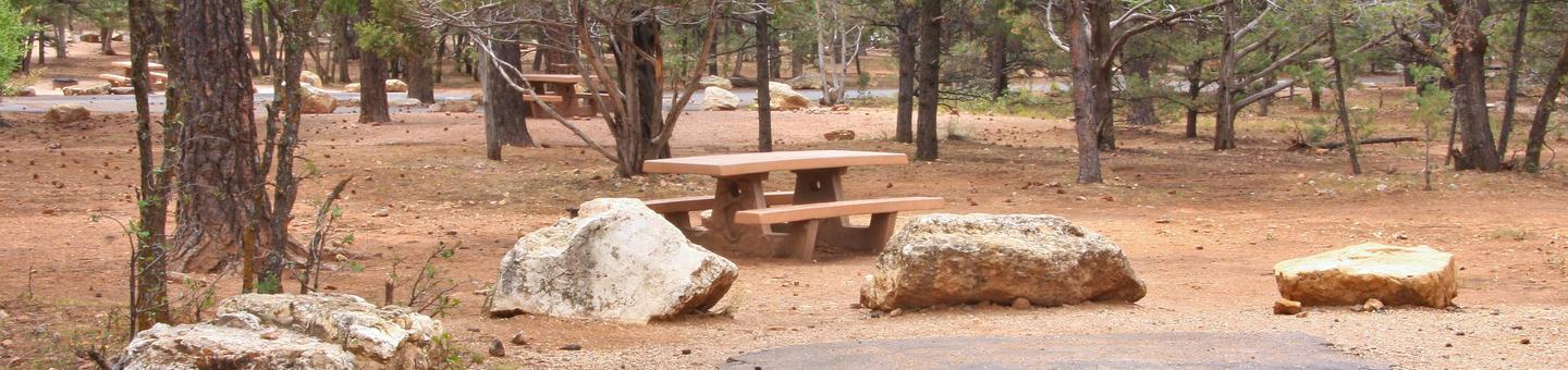 Picnic table and parking spot, Mather CampgroundPicnic table and parking spot for Pine Loop 284, Mather Campground