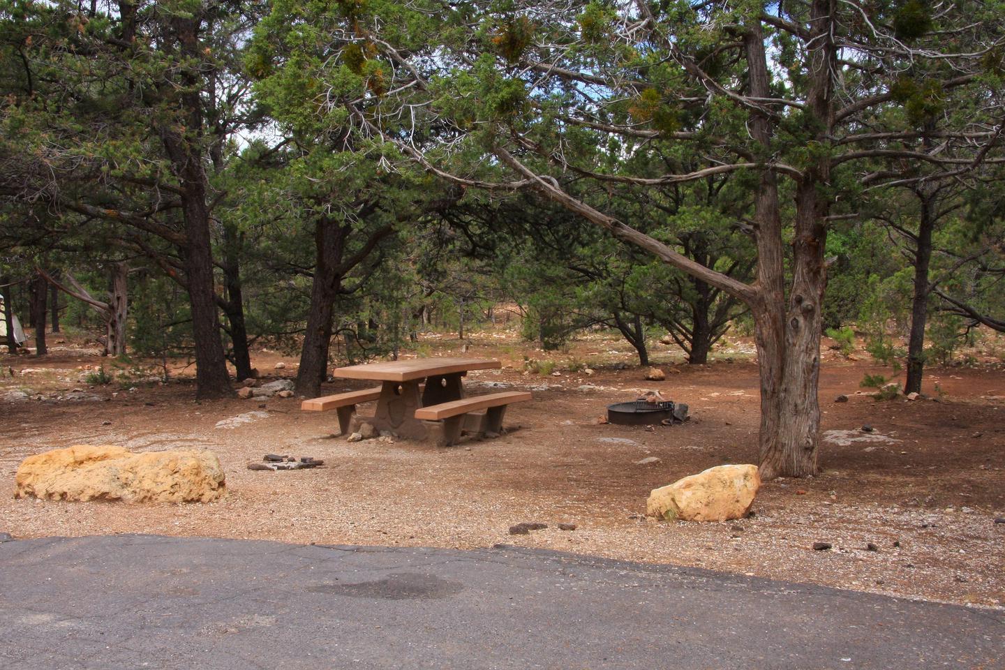 Picnic table, fire pit, and parking spot, Mather CampgroundPicnic table, fire pit, and parking spot for Pine Loop 286, Mather Campground