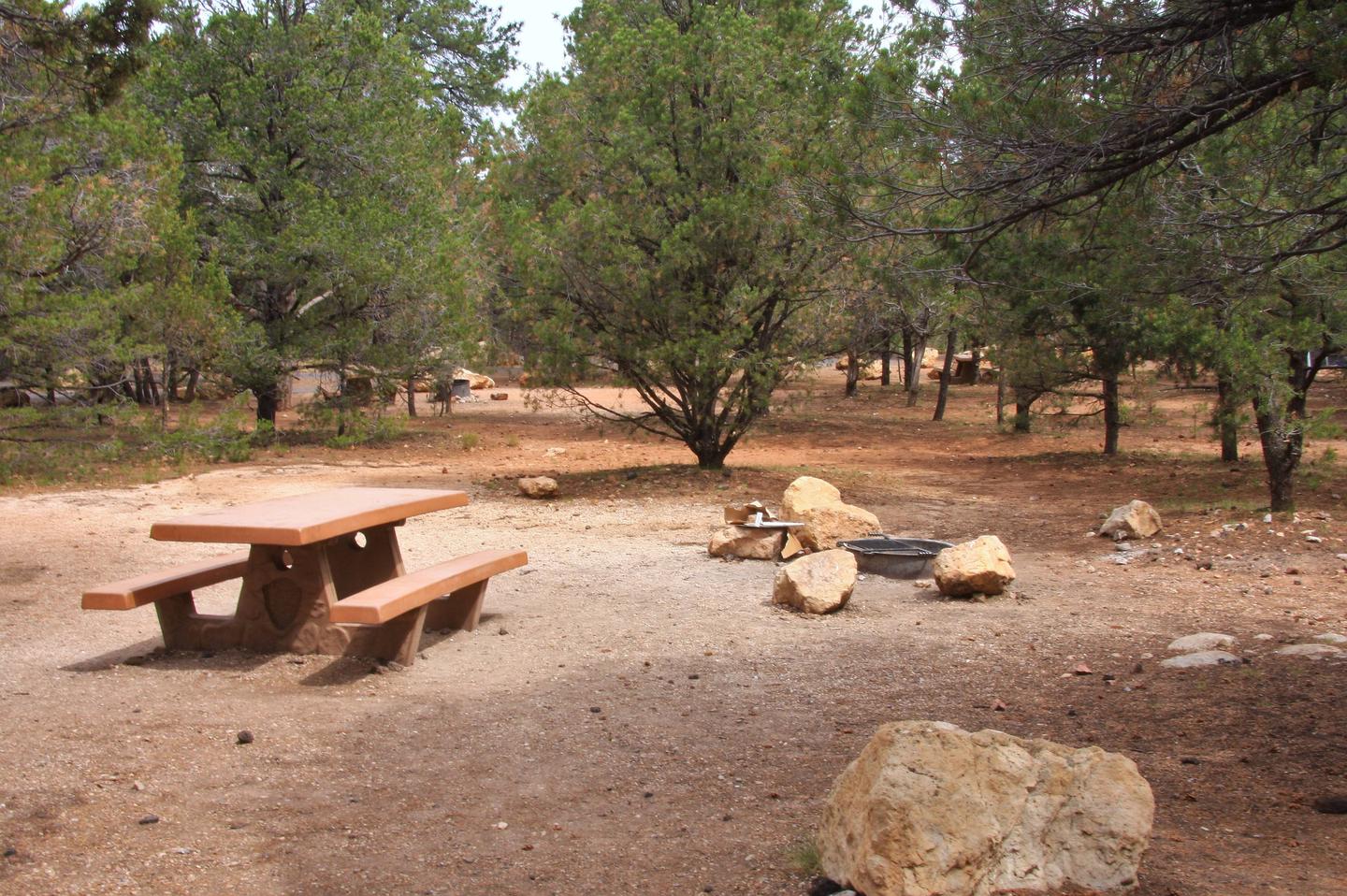 Picnic table and fire pit Mather Campground
