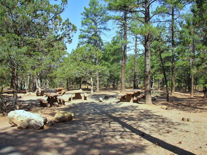 Picnic tables and fire pit Mather Campground