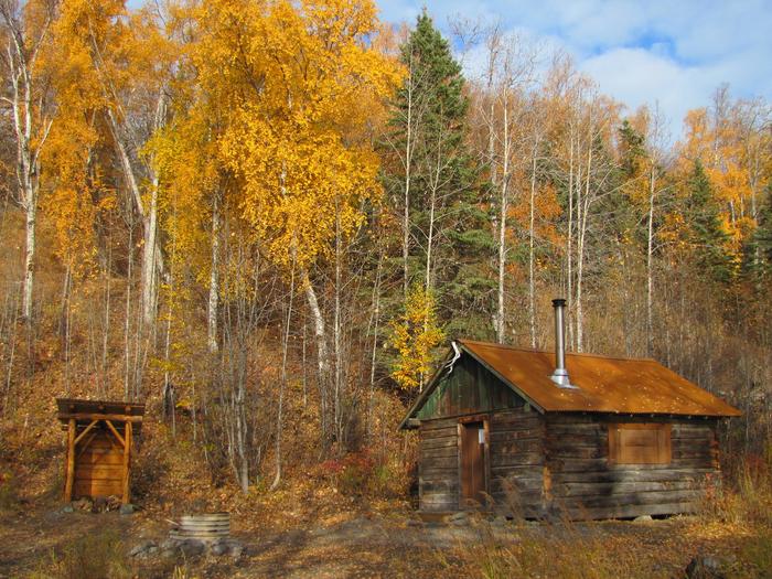 Caribou Island cabin in autumn. 