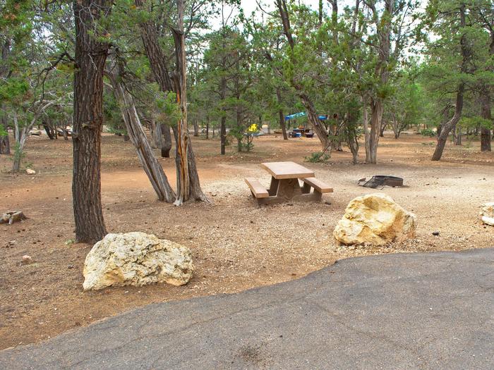 Picnic table and fire pit, Mather Campground