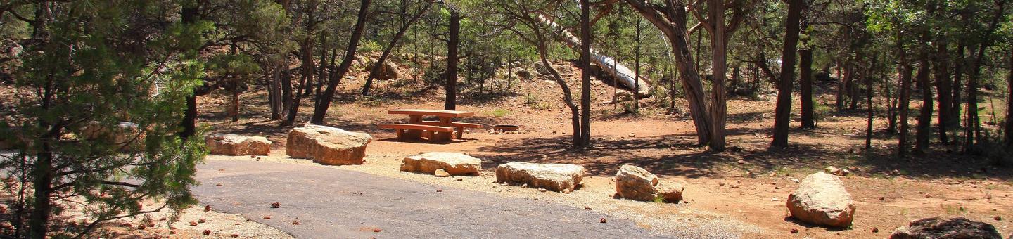 Picnic table, fire pit, and parking spot, Mather CampgroundPicnic table, fire pit, and parking spot for Juniper Loop 215, Mather Campground
