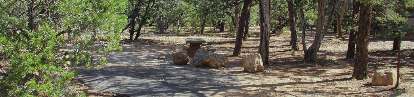 Picnic table and park spot, Mather CampgroundPicnic table and park spot for Oak Loop 253, Mather Campground