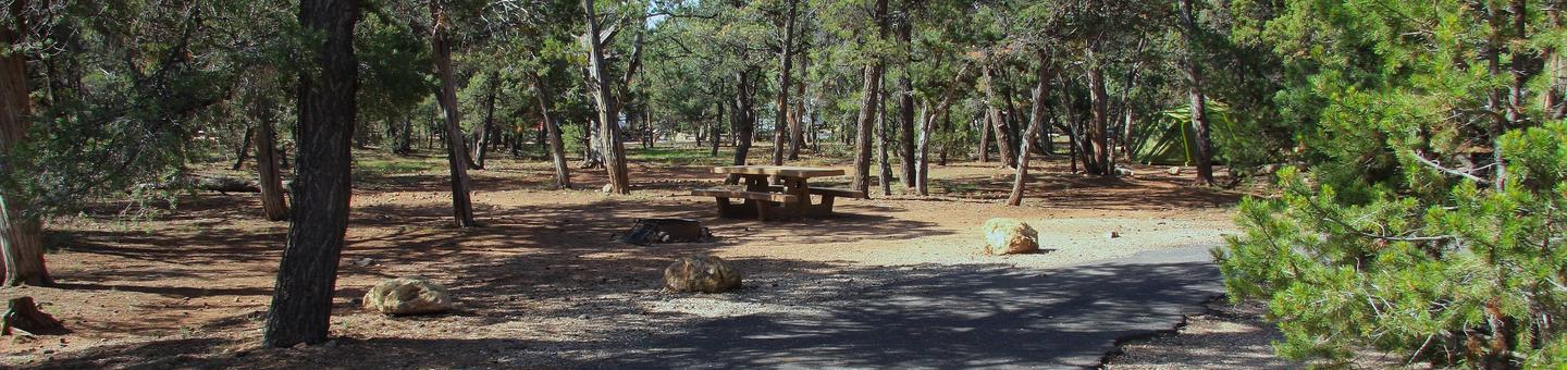Picnic table, fire pit, and park spot, Mather CampgroundPicnic table, fire pit, and park spot for Oak Loop 255, Mather Campground