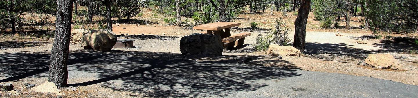 Picnic table, fire pit, and parking spot, Mather CampgroundThe picnic table, fire pit, and parking spot for Aspen Loop 32, Mather Campground