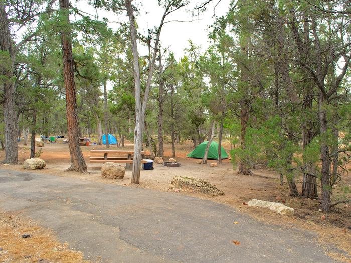 The picnic table, fire pit, tent, and parking spot, Mather CampgroundThe picnic table, fire pit, tent, and parking spot for Aspen Loop 40, Mather Campground