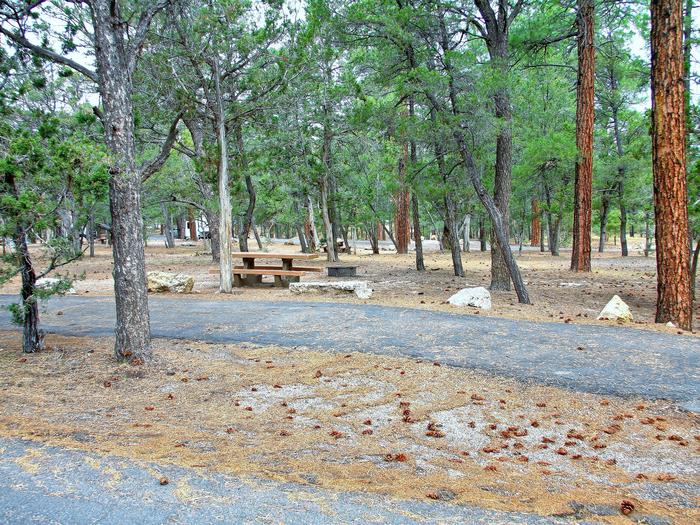 Picnic table, fire pit, and parking spot, Mather CampgroundThe picnic table, fire pit, and parking spot for Aspen Loop 52, Mather Campground