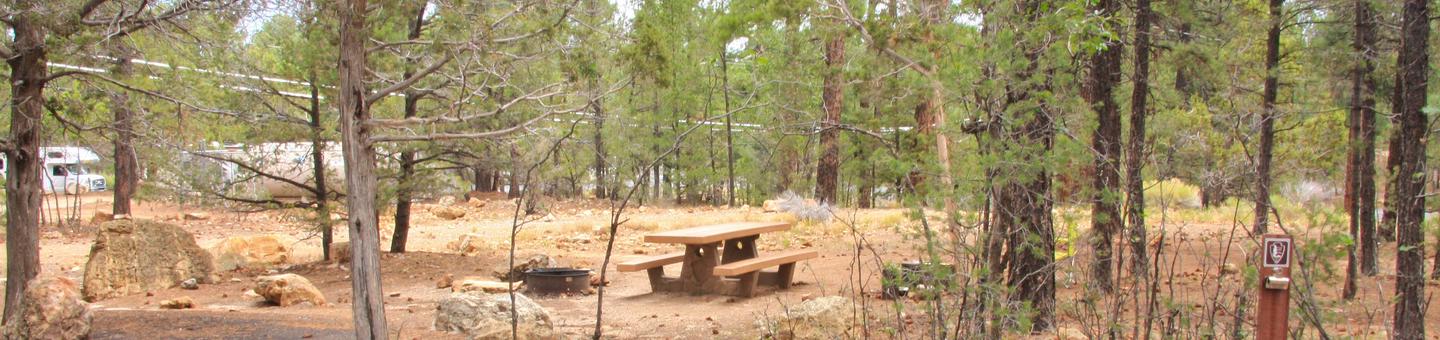 Picnic table and fire pit, Mather Campground