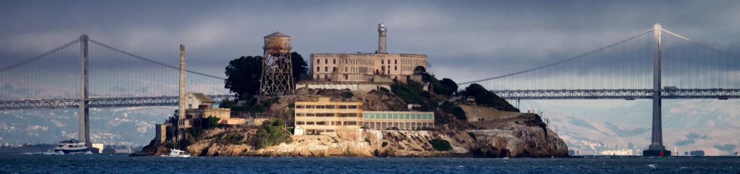 Alcatraz Island and the Bay Bridge