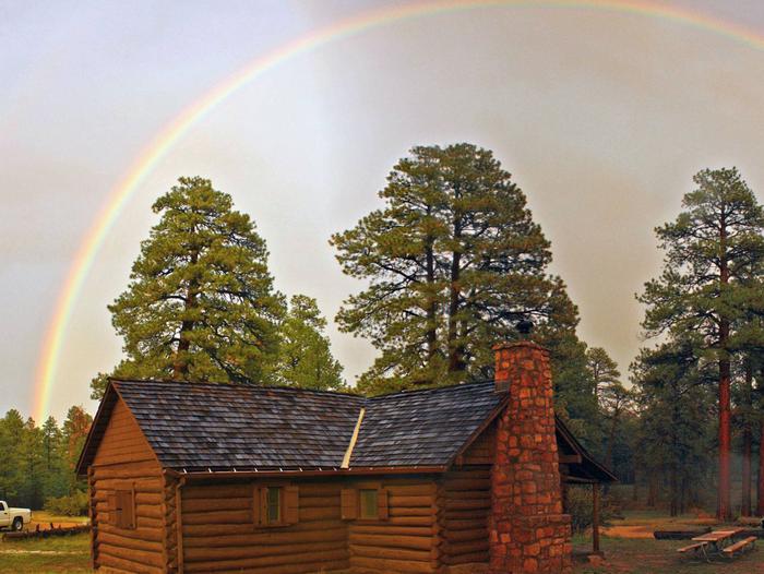 Magic on the southrimRainbow over Hull Cabin during monsoon storm