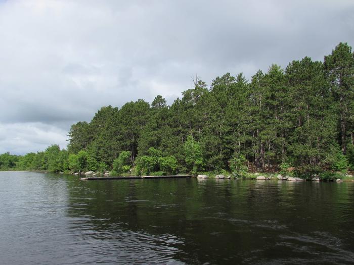 View of King Williams Narrows Campground shoreline from the water