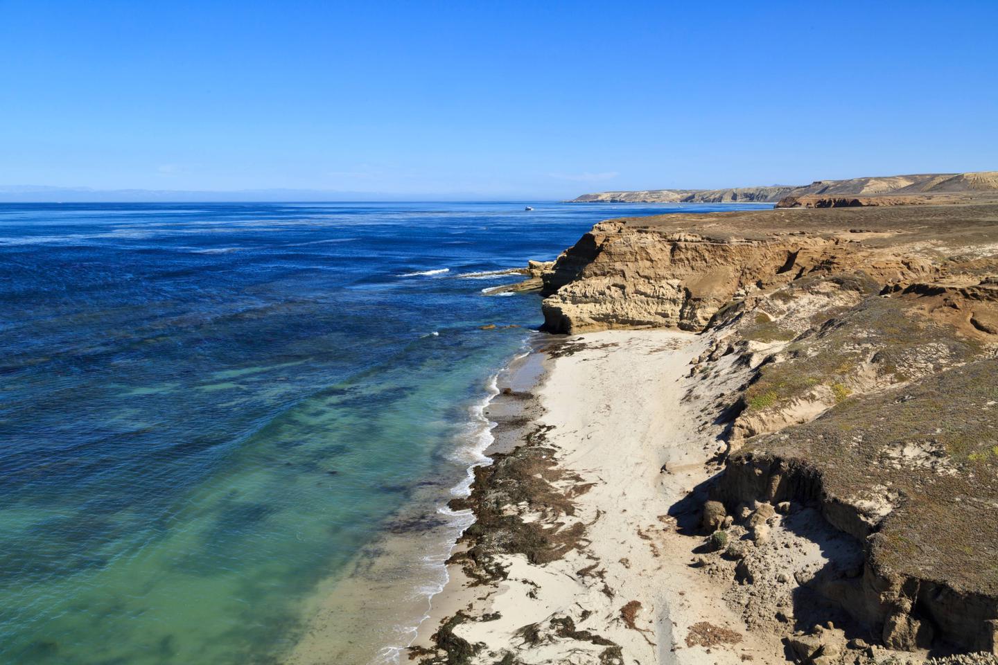 Coastline with sandy beach and low bluffsNorthwest coast of Santa Rosa Island.