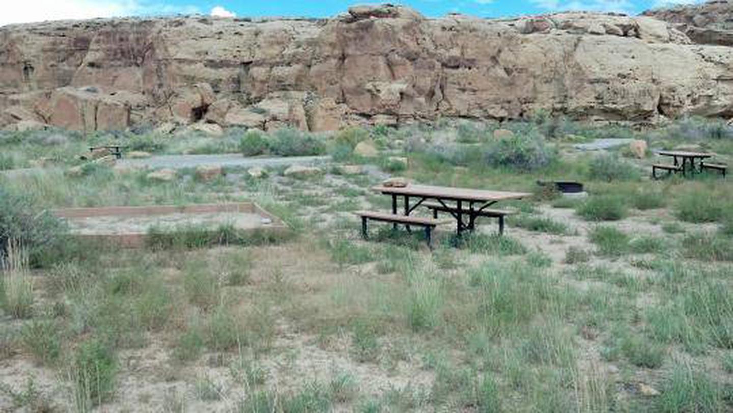 View of picnic table and tent pad A great view of the canyon wall surrounding the area